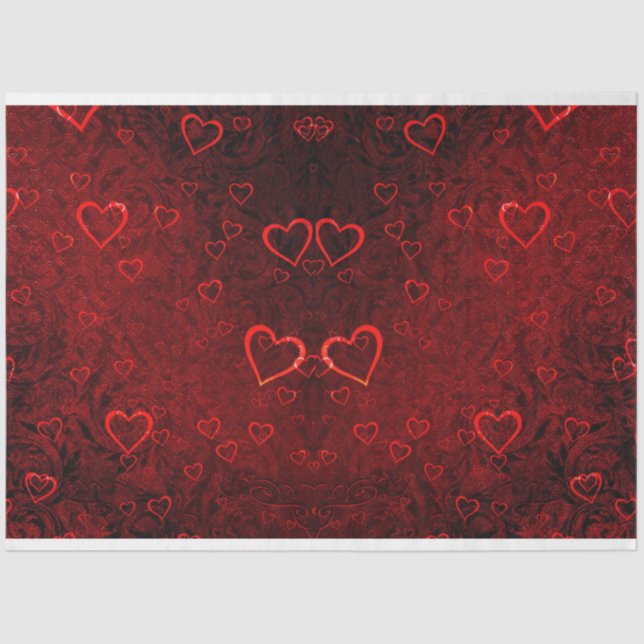 Gothic Red Black Hearts Decoupage Seidenpapier (Vorderseite)