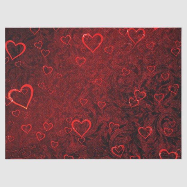 Gothic Red Black Hearts Seidenpapier (Vorderseite)