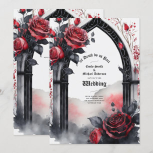 Gothic Red Black Rose bis zum Tod machen uns Teil Einladung