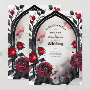 Gothic Red Black Rose bis zum Tod machen uns Teil Einladung