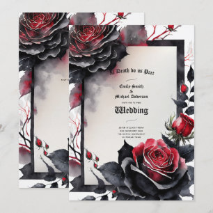 Gothic Red Black Rose bis zum Tod machen uns Teil Einladung
