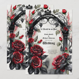 Gothic Red Black Rose bis zum Tod machen uns Teil Einladung
