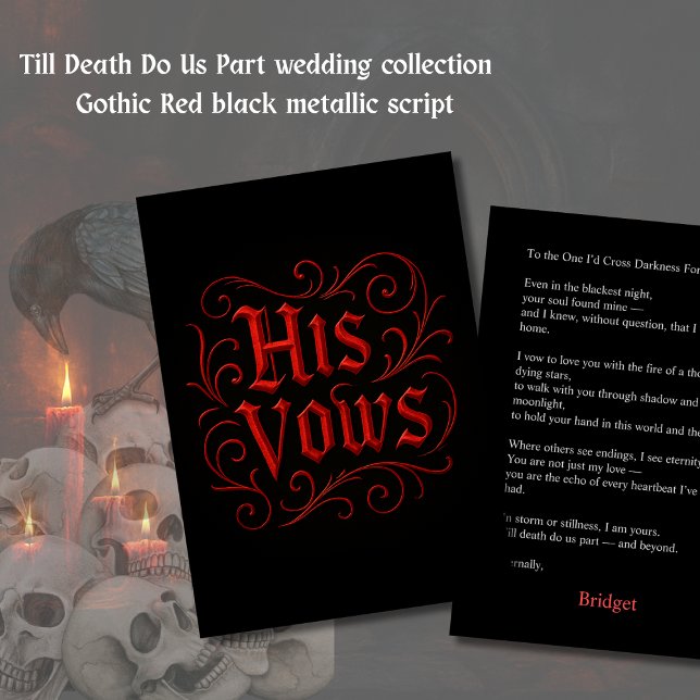 Gothic Red & Black Wedding Vow Letter - seine Stim Karte (Von Creator hochgeladen)
