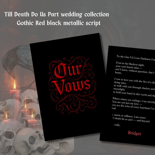 Gothic Red & Black Wedding Vow Letter - unsere Vow Karte (Von Creator hochgeladen)