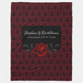 Gothic Red Damask Rose Wedding Fleecedecke
