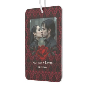 Gothic Red Damast Rose Personalisiert Autolufterfrischer