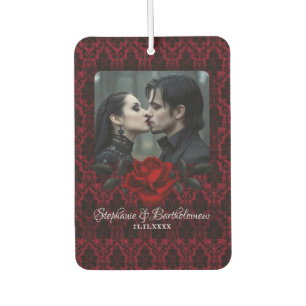 Gothic Red Damast Rose Personalisiert Autolufterfrischer