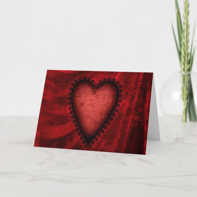 Gothic Red Heart Feiertagskarte (Vorderseite)