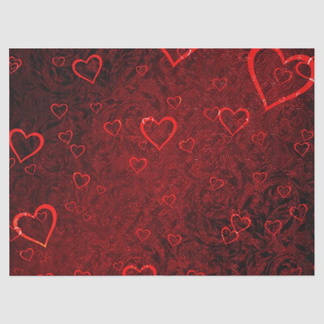 Gothic Red Hearts Decoupage 20x30 Tissue Seidenpapier (Vorderseite)