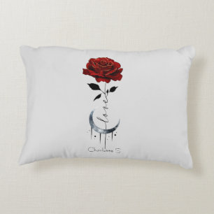 Gothic Red Rose and Crescent Moon with Love Dekokissen