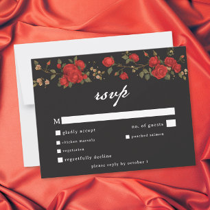 Gothic Red Rose Bis dass der Tod uns scheidet Hoch RSVP Karte