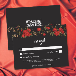 Gothic Red Rose Bis dass der Tod uns scheidet Hoch RSVP Karte