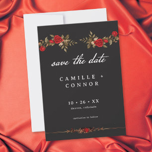 Gothic Red Rose Bis zum Tod Hochzeit Save The Date