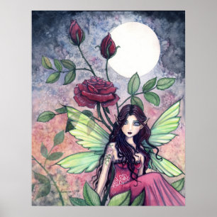 Gothic Red Rose Fairy Poster von Molly Harrison