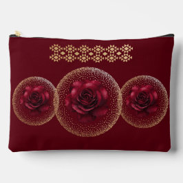 Gothic Red Rose & Gold Personalized  Zubehörtasche