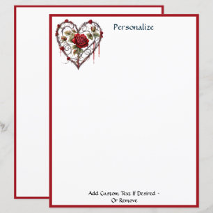 Gothic Red Rose Herz Ranken Kunstwerk Personalisie