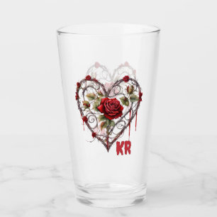Gothic Red Rose Herz Reben Kunstwerk Glas