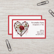 Gothic Red Rose Herz Reben Vintage Kunstwerk