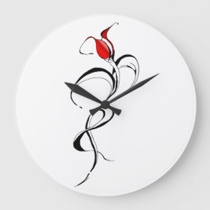 Gothic Red Rose Lady Surrealer Stammes-Tätowierkun Große Wanduhr