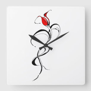 Gothic Red Rose Lady Surrealer Stammes-Tätowierkun Quadratische Wanduhr