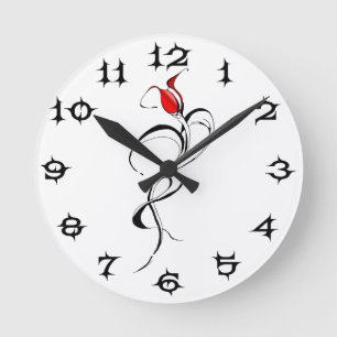 Gothic Red Rose Lady Surrealer Stammes-Tätowierkun Runde Wanduhr