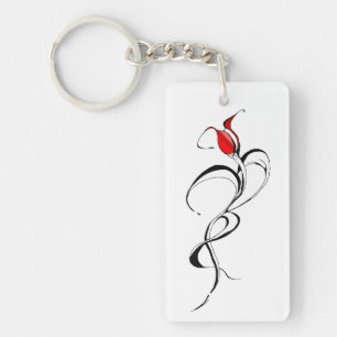 Gothic Red Rose Lady Surrealer Stammes-Tätowierkun Schlüsselanhänger