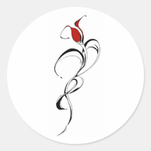 Gothic Red Rose Lady Surrealer Stammes-Tattoo-Kuns Runder Aufkleber