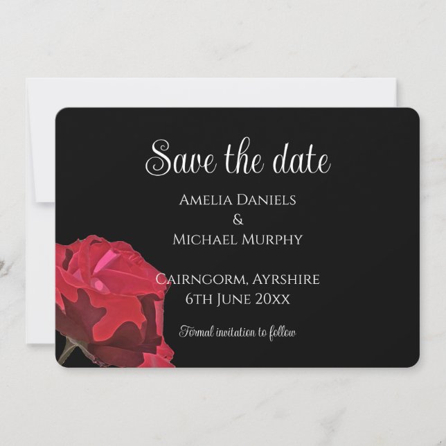 Gothic Red Rose Save the Date Karte (Vorderseite)