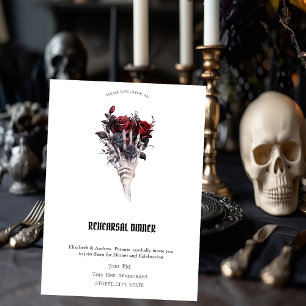 Gothic Red Roses Skeleton Probedinner   Einladung