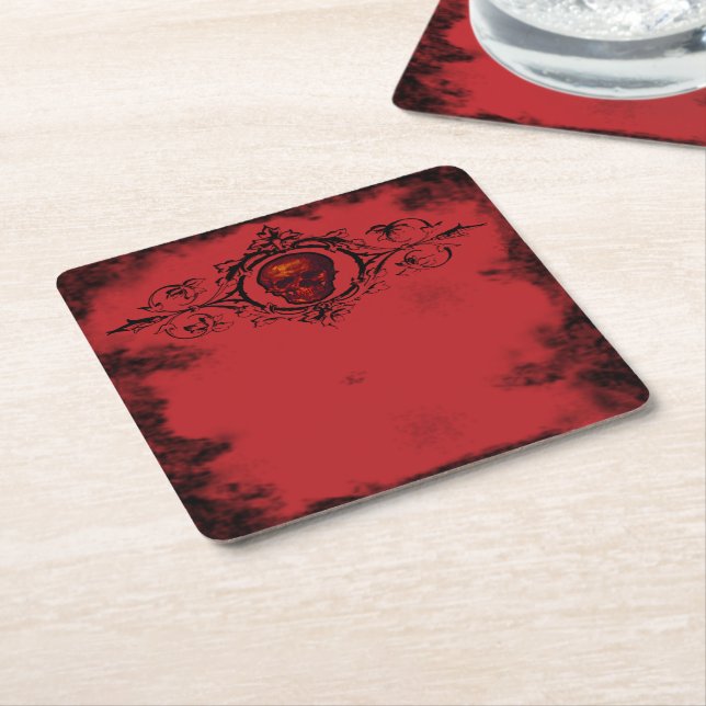 Gothic Red Skull Paper Untersetzer (angewinkelt)