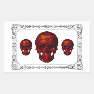 Gothic Red Skulls Rechteckiger Aufkleber