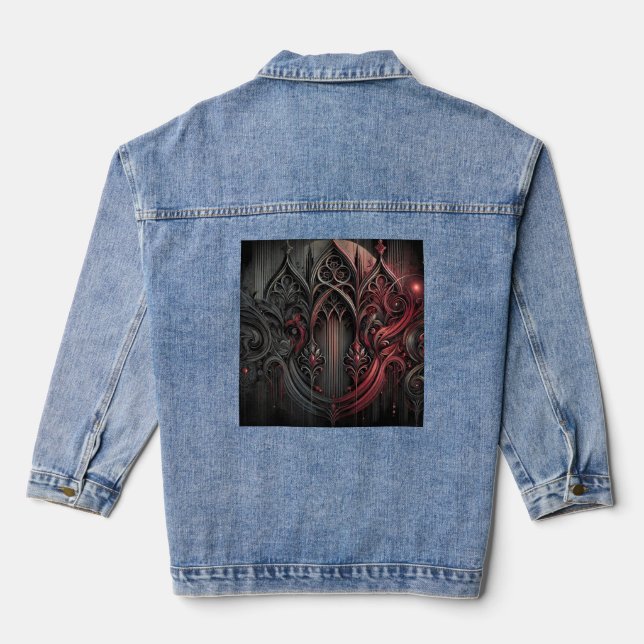 Gothic Red und Black Denim Jacket Jeansjacke (Rückseite)