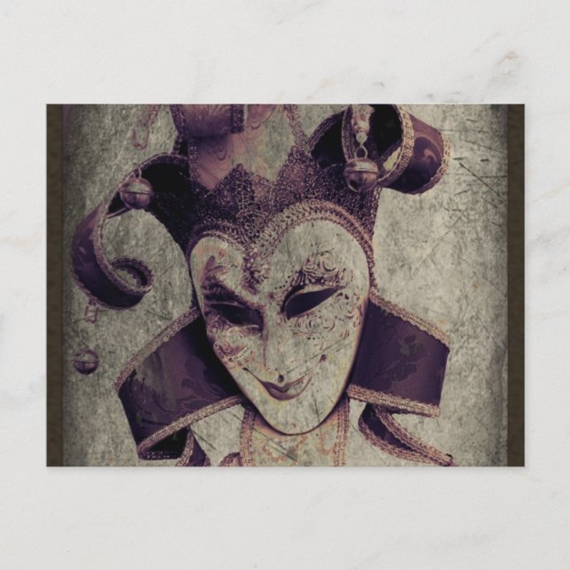Gothic Renaissance Evil Clown Joker Postkarte (Vorderseite)