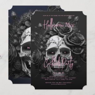 Gothic Retro Adult Halloween-Party Skull Pink Einladung