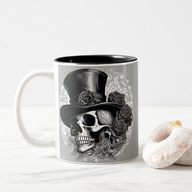 Gothic Reverie Die Romantik Zweifarbige Tasse (Mit Donut)
