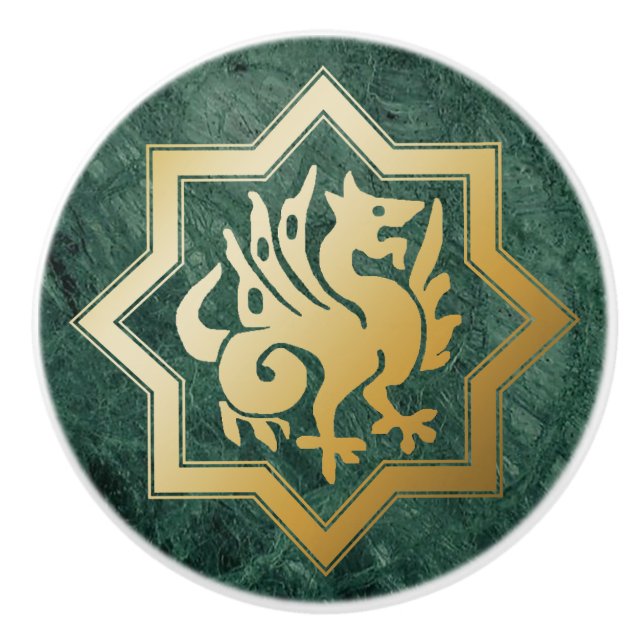 Gothic Revival Dragon Ceramic Pull Keramikknauf (Vorderseite)