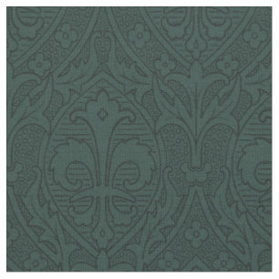 Gothic Revival Fleur de Lys - Leaf-Shadow Green Stoff