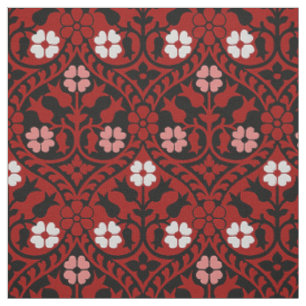 Gothic Revival Floral, Blood Red Stoff