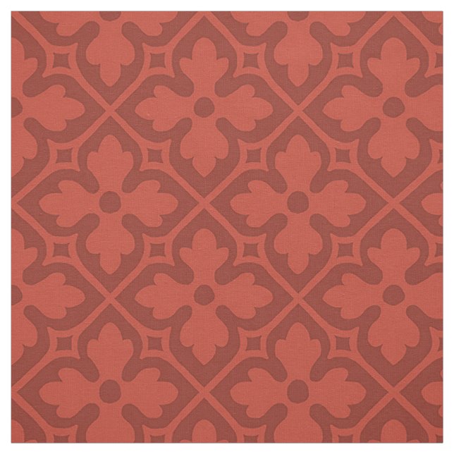 Gothic Revival Quatrefoils, Brick Red Stoff (Muster)