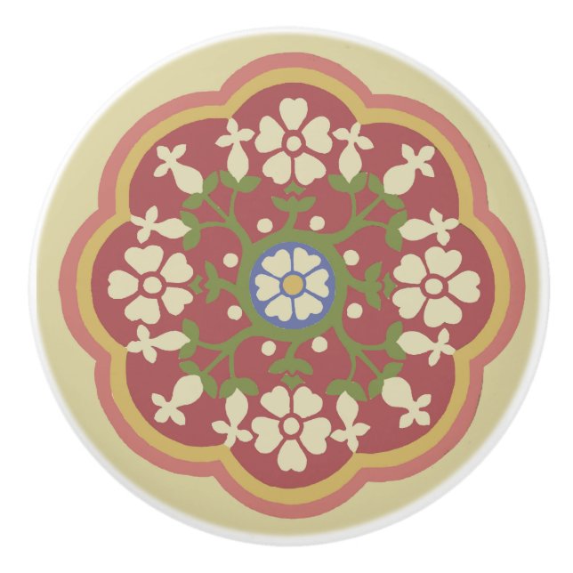 Gothic Revival Rosette Keramik Pull Keramikknauf (Vorderseite)