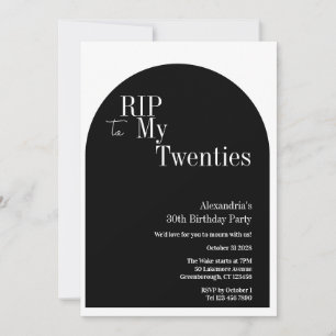 Gothic RIP 20 s 30. Geburtstag Party Schwarz und W Einladung