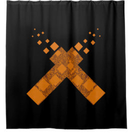 Gothic Ritual Culual Cross Black Orange Pagan Feue Duschvorhang