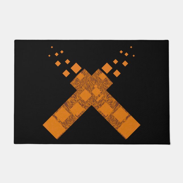 Gothic Ritual Culual Cross Black Orange Pagan Feue Fußmatte (Vorderseite)