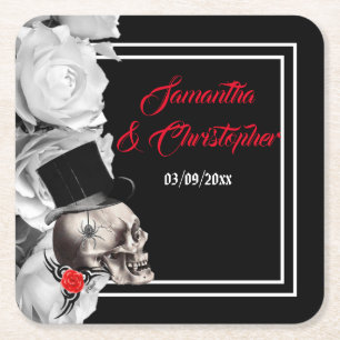 Gothic Rock oder Biker Black Hochzeit Rechteckiger Pappuntersetzer