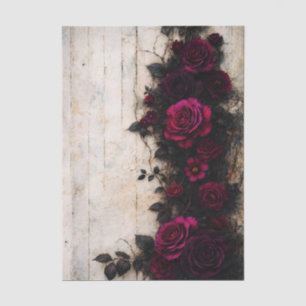 Gothic Romance Dunkelrote Burgunderrosen FE1R Deco Seidenpapier