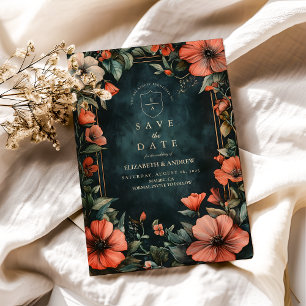 Gothic Romance Floral Wedding Save The Date