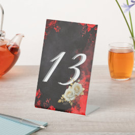 Gothic Romance Schwarze und Rote Rosen Hochzeitsti Sockelschild