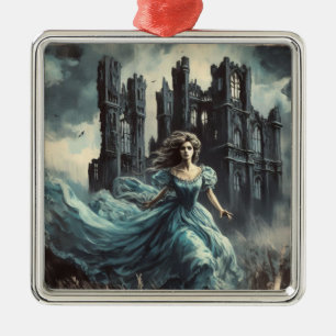 Gothic Romance Spooky Ruined Castle Horror Ornament Aus Metall