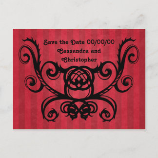 Gothic-Romance viktorianisch-Rot Save the Date Ankündigungspostkarte