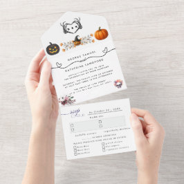 Gothic Romantic Skeleton Hand Halloween Hochzeit All In One Einladung